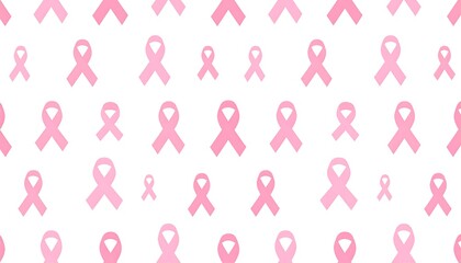 A pattern of light pink ribbons on a clean white background. These simple, looped designs are arranged in a regular, evenly distributed layout
