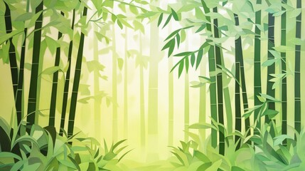 Serene bamboo forest bathed in soft, diffused sunlight