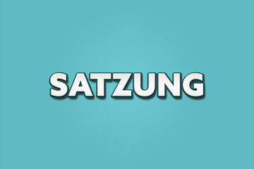 Satzung (Statutes) - A turquoise banner illustration with white text.