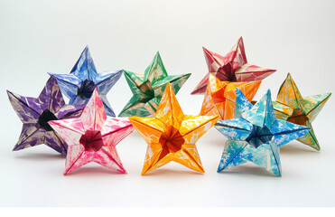 Colorful festive stars decoration on white background