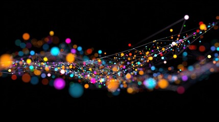 Abstract Colorful Particle Design On Black Background