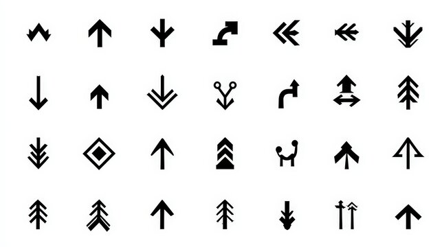 Collection Of Black And White Arrows And Symbols