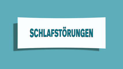 Schlafstoerungen (Sleep disorders) - A card isolated on light green background.