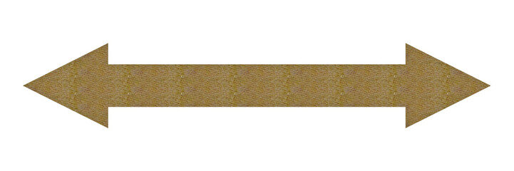 Golden Textured Two Way Arrow Illustration Isolated on White or Transparent Background