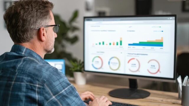 Business expert reviewing automated sentiment analysis results on a digital dashboard highlighting customer feedback insights.