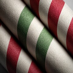 Close-up of textured paper in red and green striped pattern