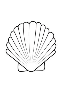 Outline of a scallop seashell PNG in soft beige. High quality beach summer coastal ocean nature travel aesthetic element for branding, illustration, scrapbooking, stickers, decor design. High-res PNG