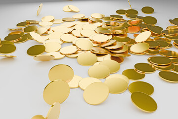 golden coins falling into the ground