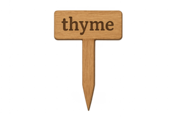 Wood herb plant marker showing thyme text