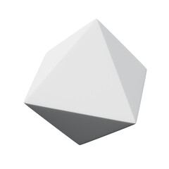 3d Octahedron White color, Abstract realistic rendering of 3d geometry shape object element