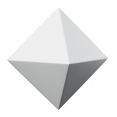 3d Octahedron White color, Abstract realistic rendering of 3d geometry shape object element
