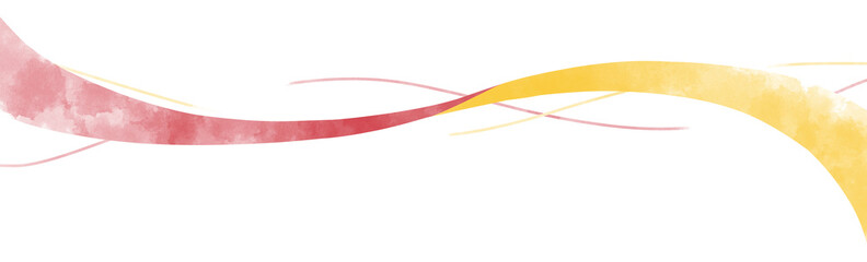 波や風を想起させるライン水彩素材赤と黄色