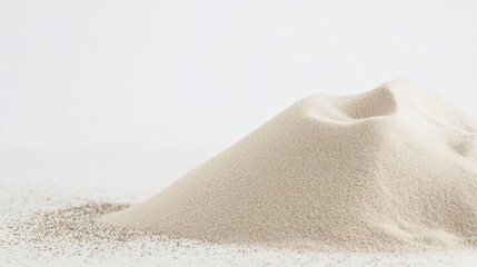 a captivating vista of minimalist artistry featuring a softly lit dune composition against a pristine white backdrop, evokes serenity