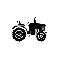 Obraz premium A black tractor with wheels icon vector