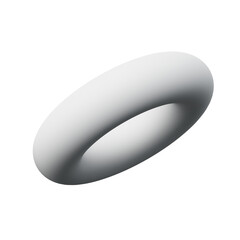 3d Torus or Ring White color, Abstract realistic rendering of 3d geometry shape object element