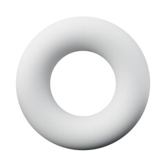 3d Torus or Ring White color, Abstract realistic rendering of 3d geometry shape object element