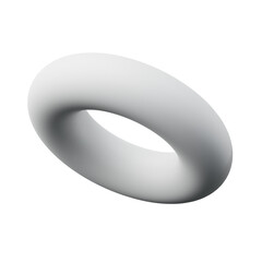3d Torus or Ring White color, Abstract realistic rendering of 3d geometry shape object element