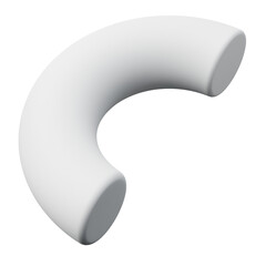 3d Half Torus or Half ring White color, Abstract realistic rendering of 3d geometry shape object element