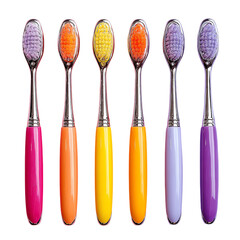 Colorful toothbrushes arranged neatly for a vibrant bathroom aesthetic.