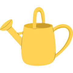 Yellow Watering Can Isolated On Transparent Background Simple Cartoon Illustration For Gardening And Plant Care