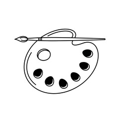 Artist Paint Palette and Brush Outline Icon Representing Creativity and Art Tools