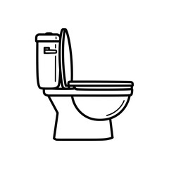 Toilet Bowl Outline Icon for Bathroom, Restroom and Sanitary Plumbing