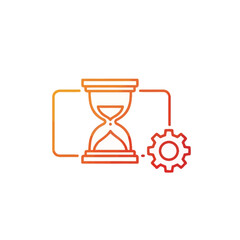 Gradient Hourglass Timer Icon with Gear Symbol for Process Management