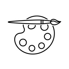 Artist Paint Palette and Brush Outline Icon Representing Creativity and Art Tools
