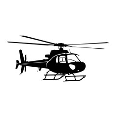 Helicopter Silhouette Icon for Aviation Aircraft and Air Transport