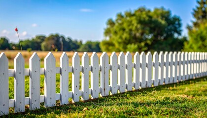 Fototapeta premium white fence on the field