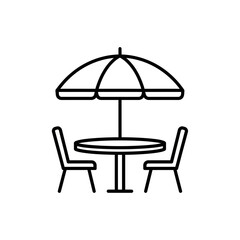 Outdoor Patio Table and Chairs with Umbrella – Minimalist Cafe Furniture Line Art