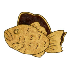 手描きのたい焼きのイラスト，TAIYAKI