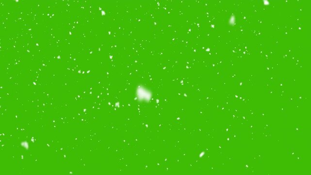 Falling winter snow, seamless loopable background footage. Green screen, chromakey