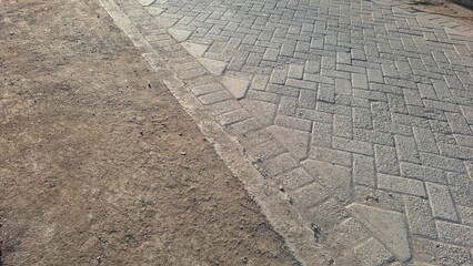 Grey Stone Pavement Surface Texture for Industrial Construction and Design Background