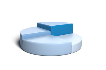 Business pie finance chart with shadow. 3d rendering