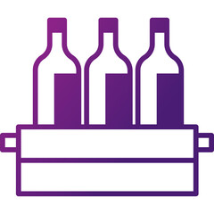 Three Purple Gradient Wine Bottles Secured In A Cardboard Carrying Case On A Transparent Background