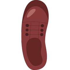 Top View Of A Single Burgundy Leather Oxford Shoe With Laces And Stitching On A Transparent Background