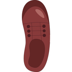Top View Of A Single Brown Leather Oxford Shoe With White Laces Isolated On A Transparent Background