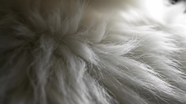 Luxurious white cat with fluffy fur sprawled out on a sleek black background, perfectly embodying the concept of wild elegance, conveying serene refinement and untamed beauty.