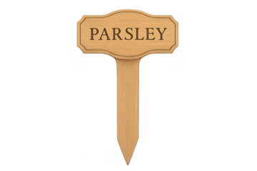 Parsley wooden garden marker sign transparent background