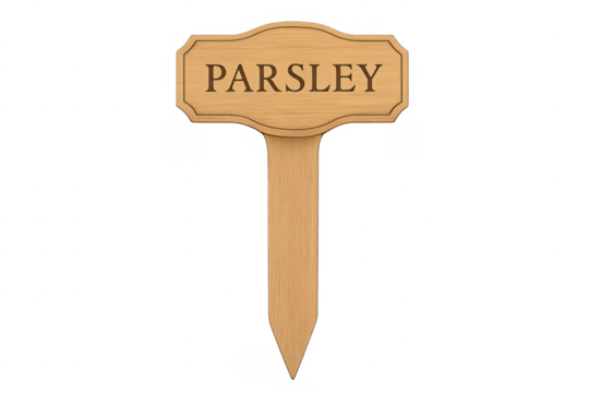 Parsley wooden garden marker sign transparent background