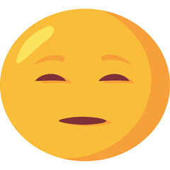 Yellow Circle Emoji With Closed Eyes And Neutral Mouth Expression Against Transparent Background Expressing Boredom And Exhaustion