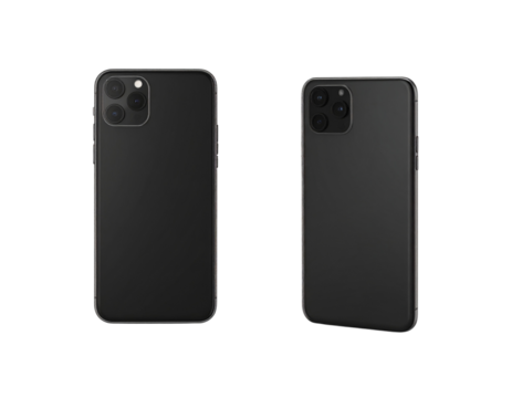 Minimalist Sleek Black Smartphone Back View Bundle — isolated on transparent background (2)