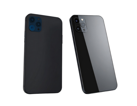 Dual Modern Black Phone Back Panel Variations Pack — isolated on transparent background