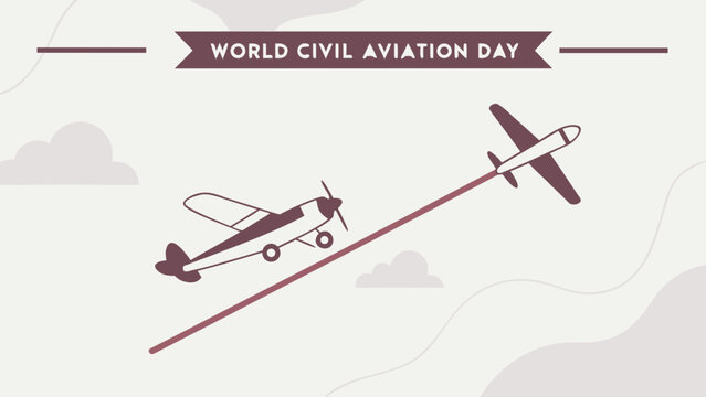 World civil aviation day celebrate with airplane flight vector illustration for aviation enthusiasts