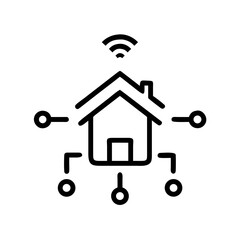Smart Home Icon with Connectivity. Depicting a house connected to a wireless network