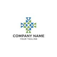 Abstract people figures forming a medical cross logo.