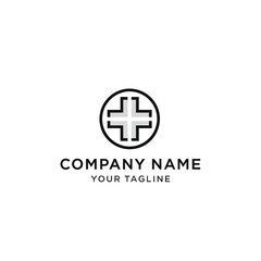 Medical cross logo design in a circle for a company.