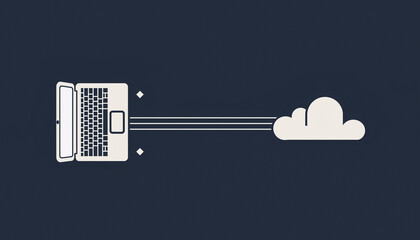 Diverse Remote Team Working Illustration showing wireless laptop cloud link for modern collaboration