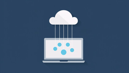 Clean minimal Diverse Remote Team Working Illustration showing connected devices under one cloud network